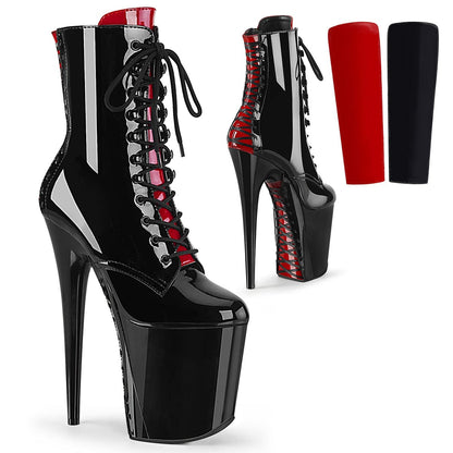 FLAMINGO-1020FH Black Patent/Black Ankle Boot Pleaser