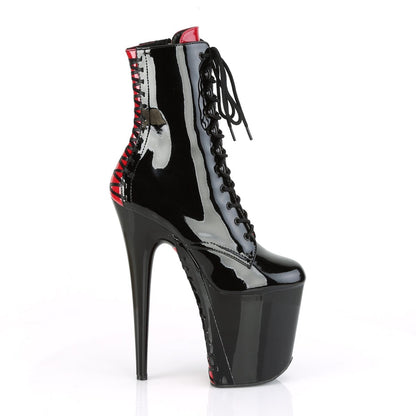 FLAMINGO-1020FH Black Patent/Black Ankle Boot Pleaser