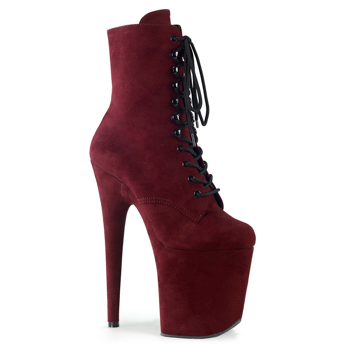 FLAMINGO-1020FS Burgundy Faux Suede/Burgundy Faux Suede Ankle Boot Pleaser