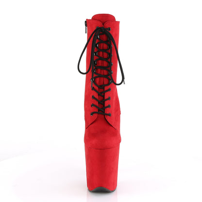 FLAMINGO-1020FS Red Faux Suede/Red Faux Suede Ankle Boot Pleaser