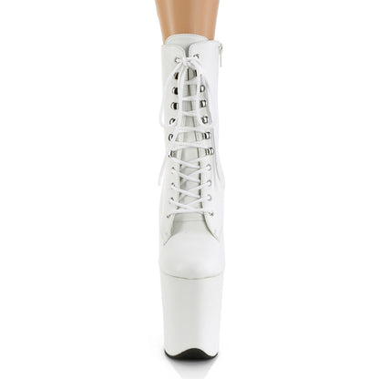 FLAMINGO-1020LWR White Leather/White Leather Ankle Boot Pleaser