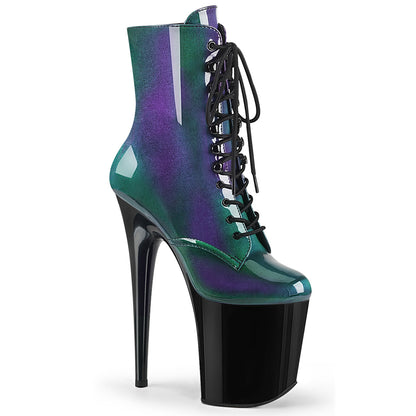 FLAMINGO-1020SHG Purple-Green/Black Ankle Boot Pleaser