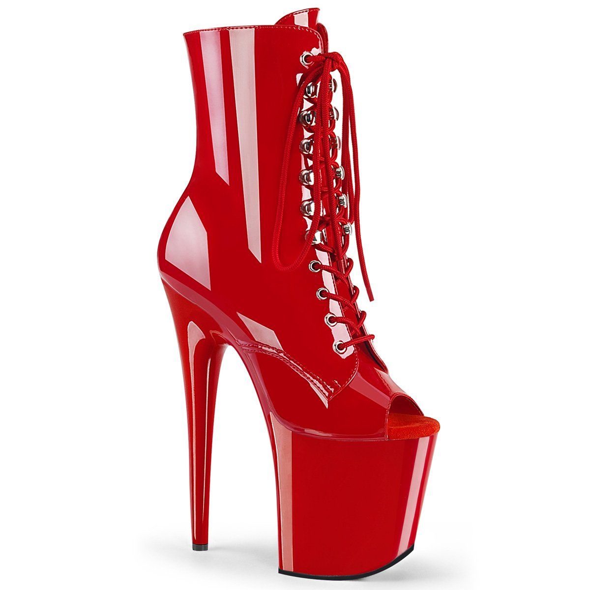 FLAMINGO-1021 Red Patent/Red Ankle Boot Pleaser