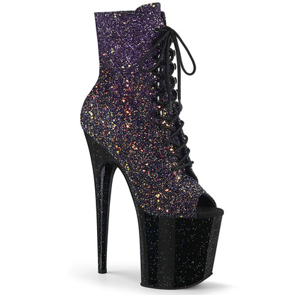 FLAMINGO-1021OMBG Purple Multi Glitter/Black Ankle Boot Pleaser