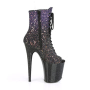 FLAMINGO-1021OMBG Purple Multi Glitter/Black Ankle Boot Pleaser US Size (Women's): 5