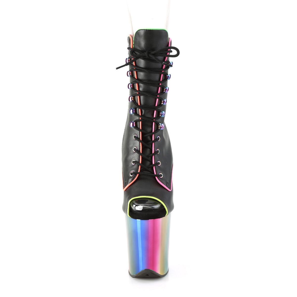 FLAMINGO-1021RC-02 Black Patent/Rainbow Chrome Ankle Boot Pleaser