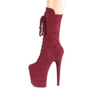 FLAMINGO-1050FS Burgundy Faux Suede/Burgundy Faux Suede Mid-Calf Boot Pleaser US Size (Women's): 5