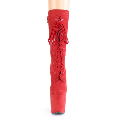 FLAMINGO-1050FS Red Faux Suede/Red Faux Suede Mid-Calf Boot Pleaser