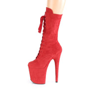 FLAMINGO-1050FS Red Faux Suede/Red Faux Suede Mid-Calf Boot Pleaser US Size (Women's): 5