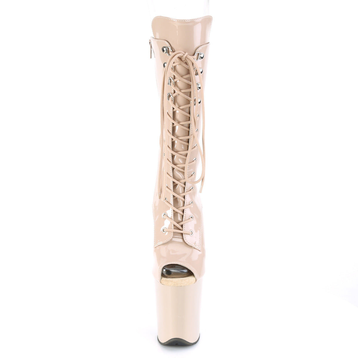 FLAMINGO-1051 Nude Patent Mid-Calf Boot Pleaser