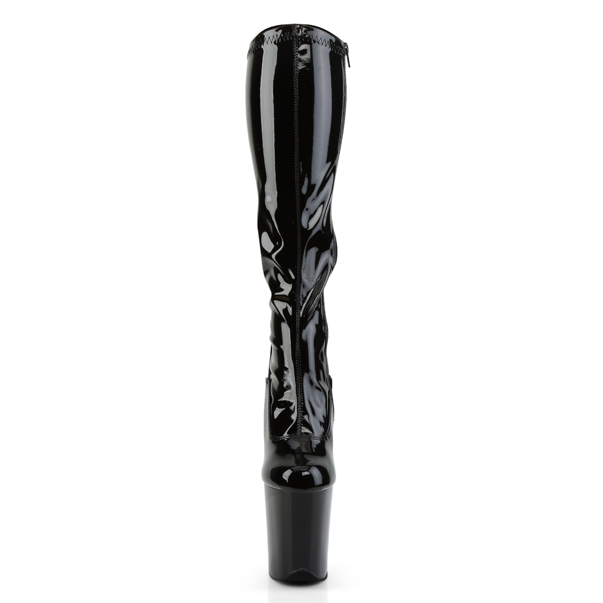 FLAMINGO-2000 Black Stretch Patent Knee Boot Pleaser