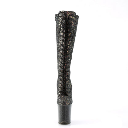 FLAMINGO-2020MG Black Multi Glitter Knee Boot Pleaser