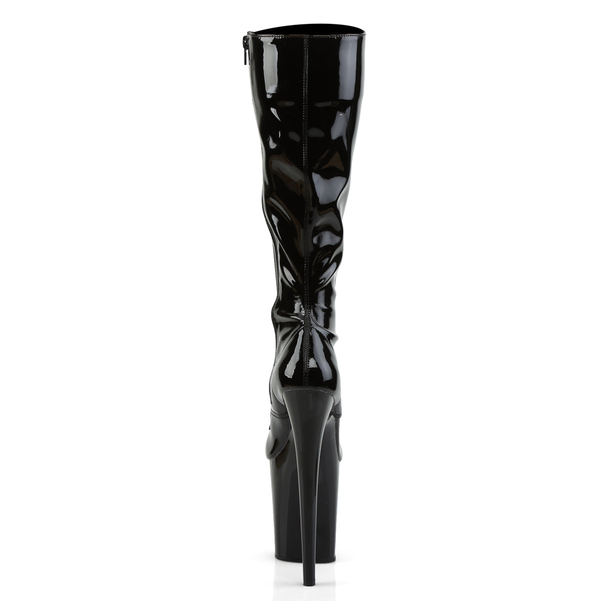 FLAMINGO-2023 Black Stretch Patent Knee Boot Pleaser