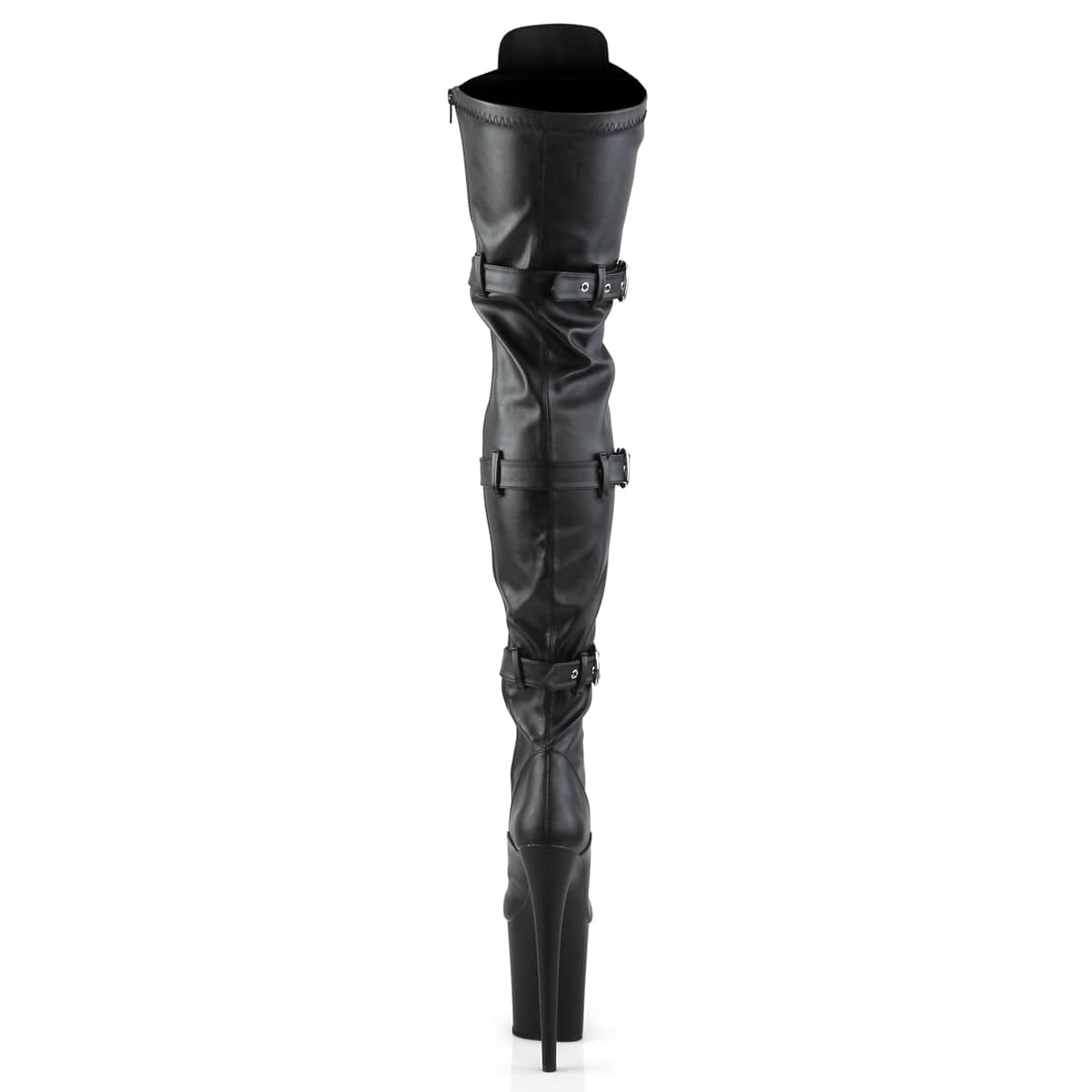 FLAMINGO-3028 Black Stretch Faux Leather/Black Matte Thigh Boot Pleaser US Size (Women's): 6