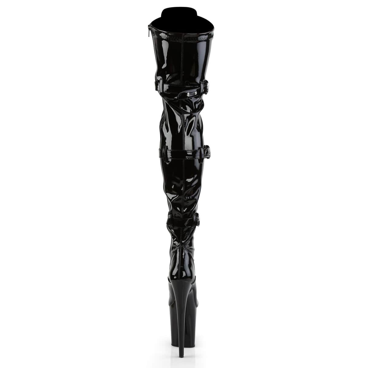FLAMINGO-3028 Black Stretch Patent/Black Thigh Boot Pleaser US Size (Women's): 6