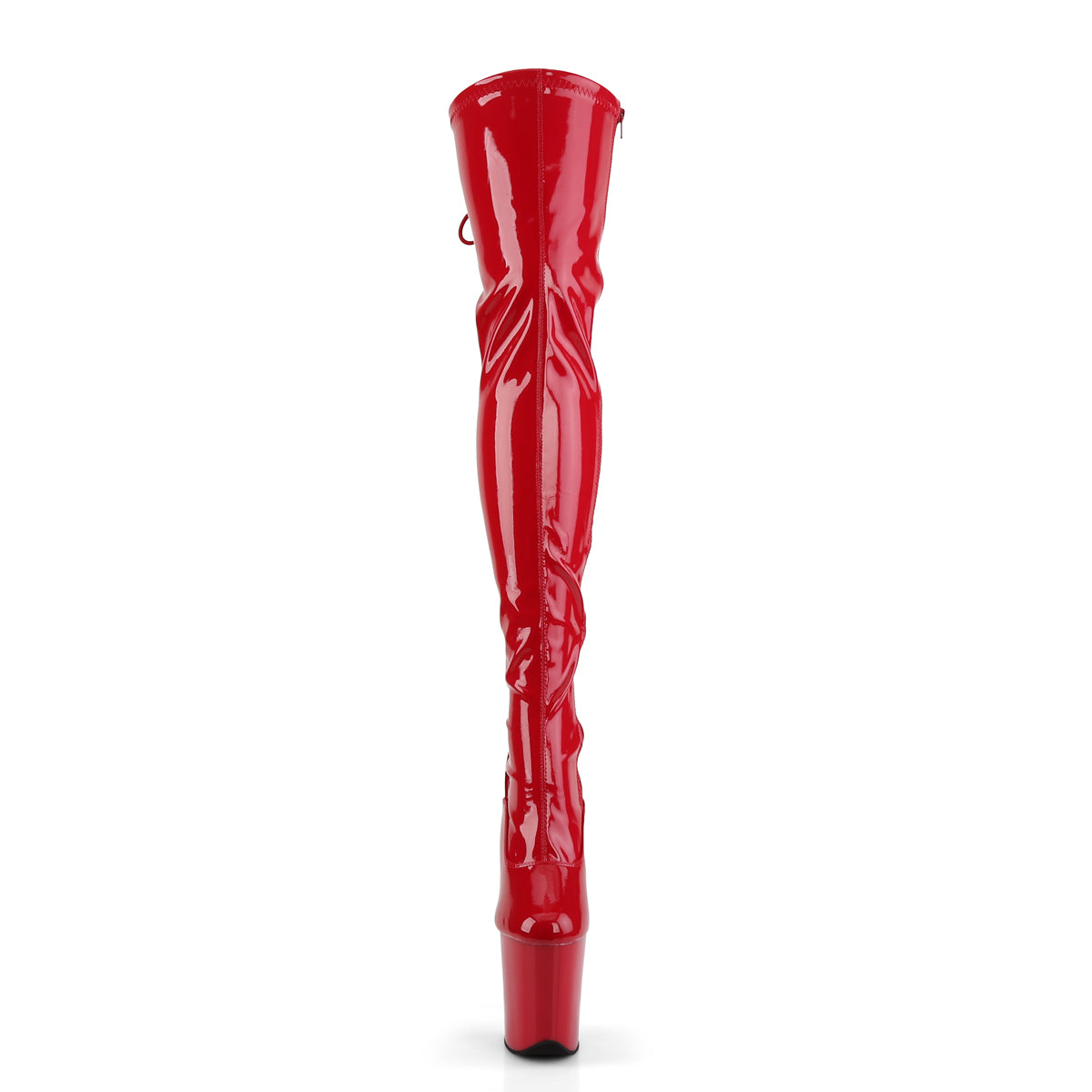 FLAMINGO-3063 Red Stretch Patent/Red Thigh Boot Pleaser