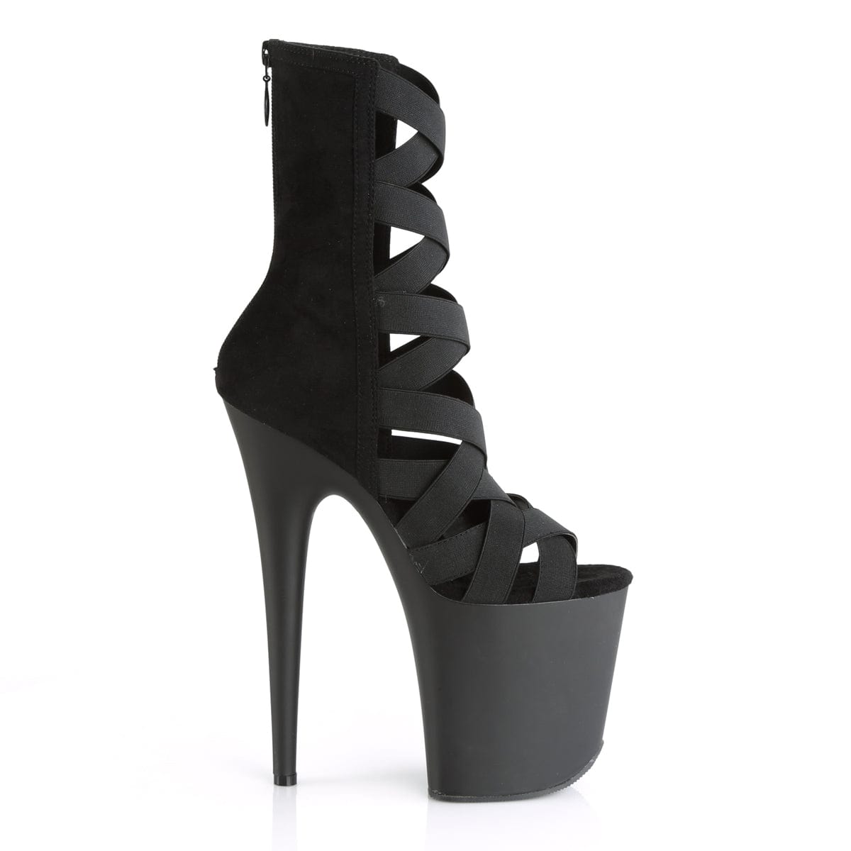 FLAMINGO-800-24 Black Elastic Band-Microfiber/Black Matte Platform Sandal Pleaser US Size (Women's): 5
