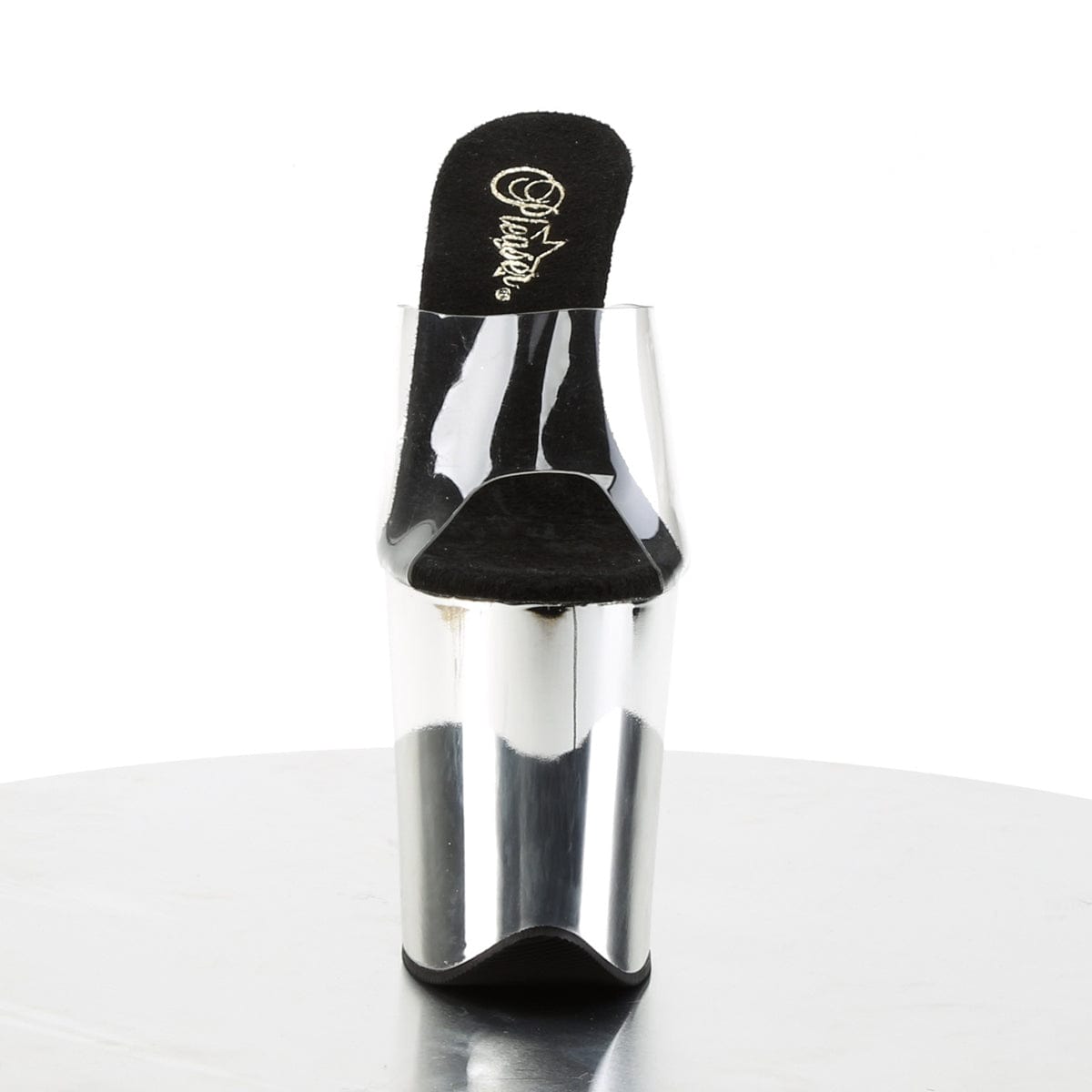 FLAMINGO-801 Clear/Silver Chrome Slide Pleaser US Size (Women's): 5