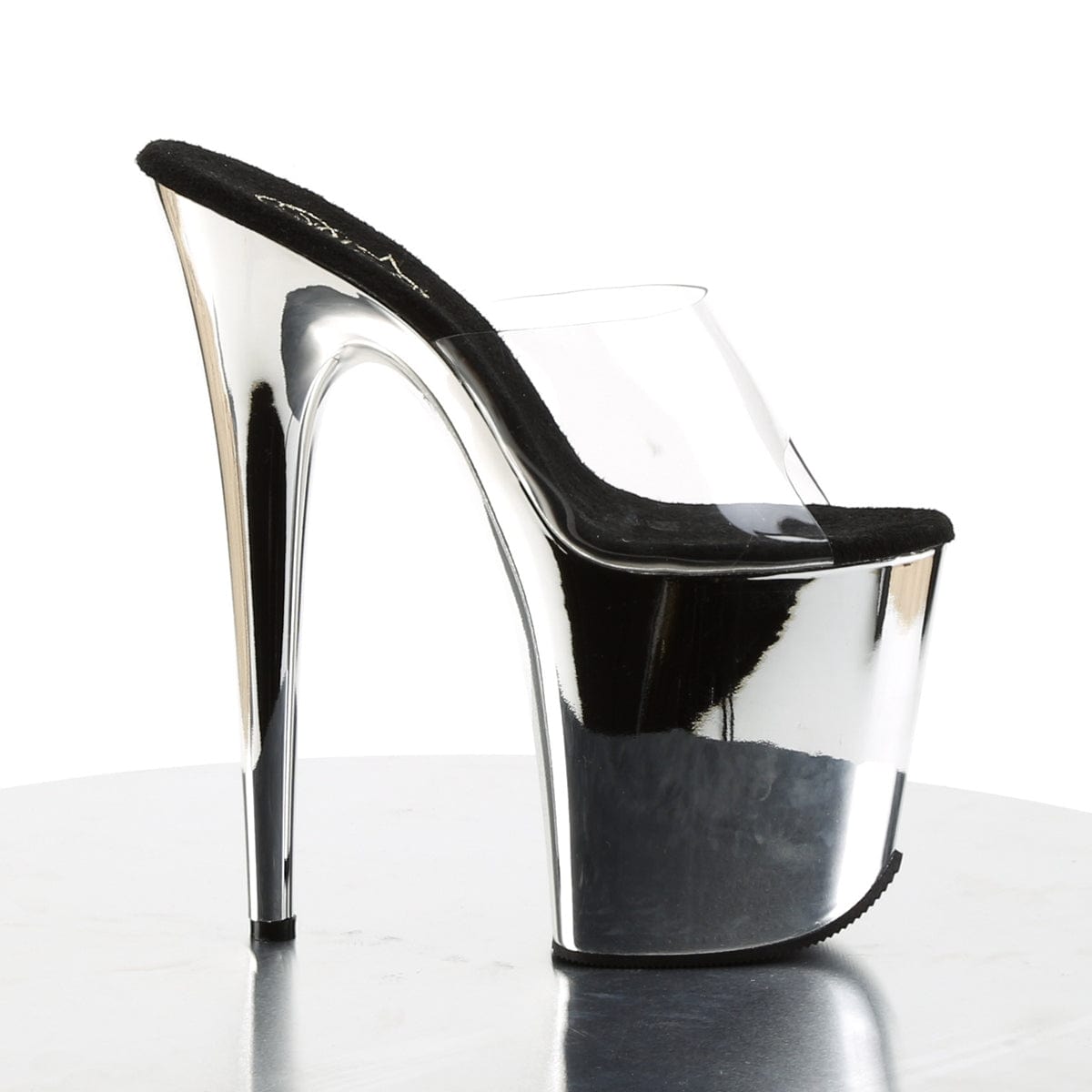 FLAMINGO-801 Clear/Silver Chrome Slide Pleaser US Size (Women's): 5