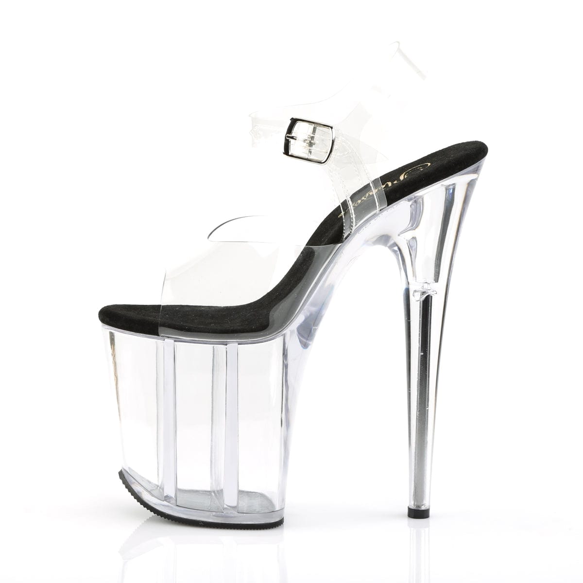 FLAMINGO-808 Clear-Black/Clear Platform Sandal Pleaser US Size (Women's): 5