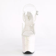 FLAMINGO-808LG Clear/Opal Multi Glitter Platform Sandal Pleaser US Size (Women's): 5