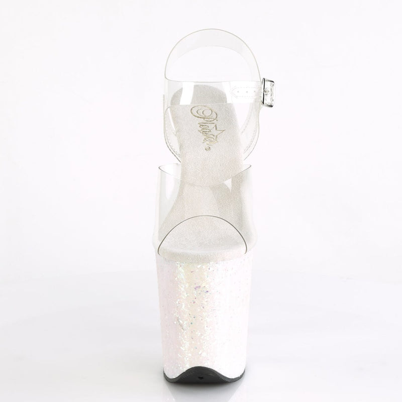 FLAMINGO-808LG Clear/Opal Multi Glitter Platform Sandal Pleaser US Size (Women's): 5