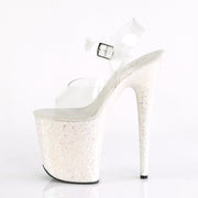 FLAMINGO-808LG Clear/Opal Multi Glitter Platform Sandal Pleaser US Size (Women's): 5