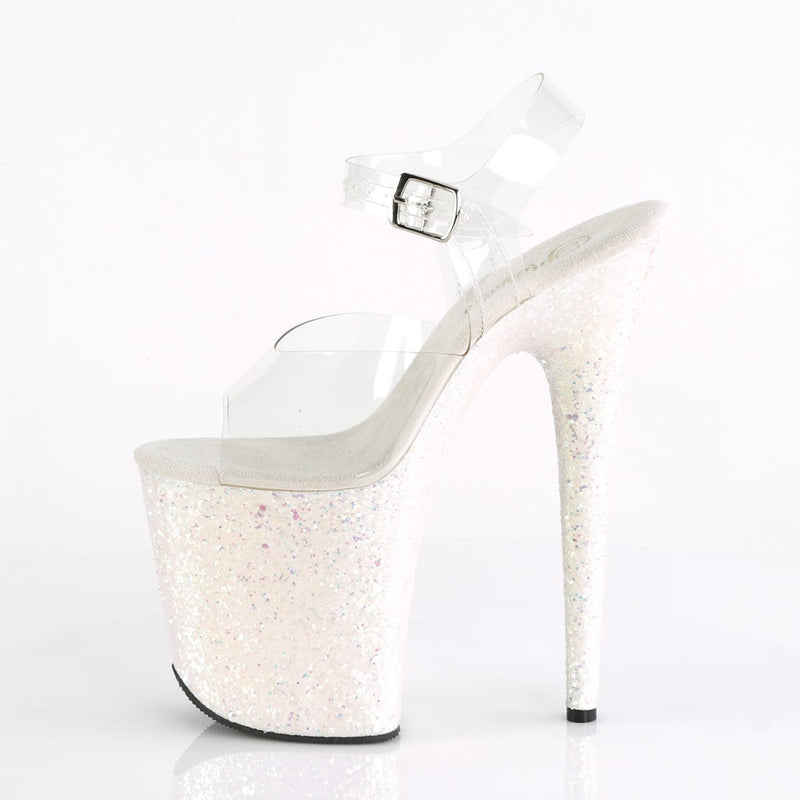 FLAMINGO-808LG Clear/Opal Multi Glitter Platform Sandal Pleaser US Size (Women's): 5