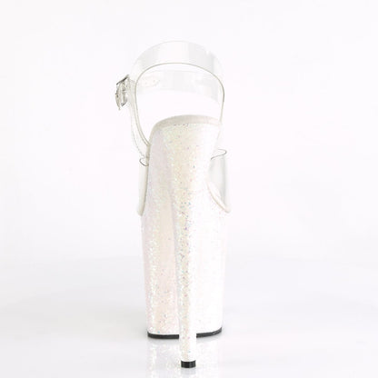 FLAMINGO-808LG Clear/Opal Multi Glitter Platform Sandal Pleaser