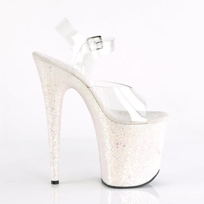 FLAMINGO-808LG Clear/Opal Multi Glitter Platform Sandal Pleaser