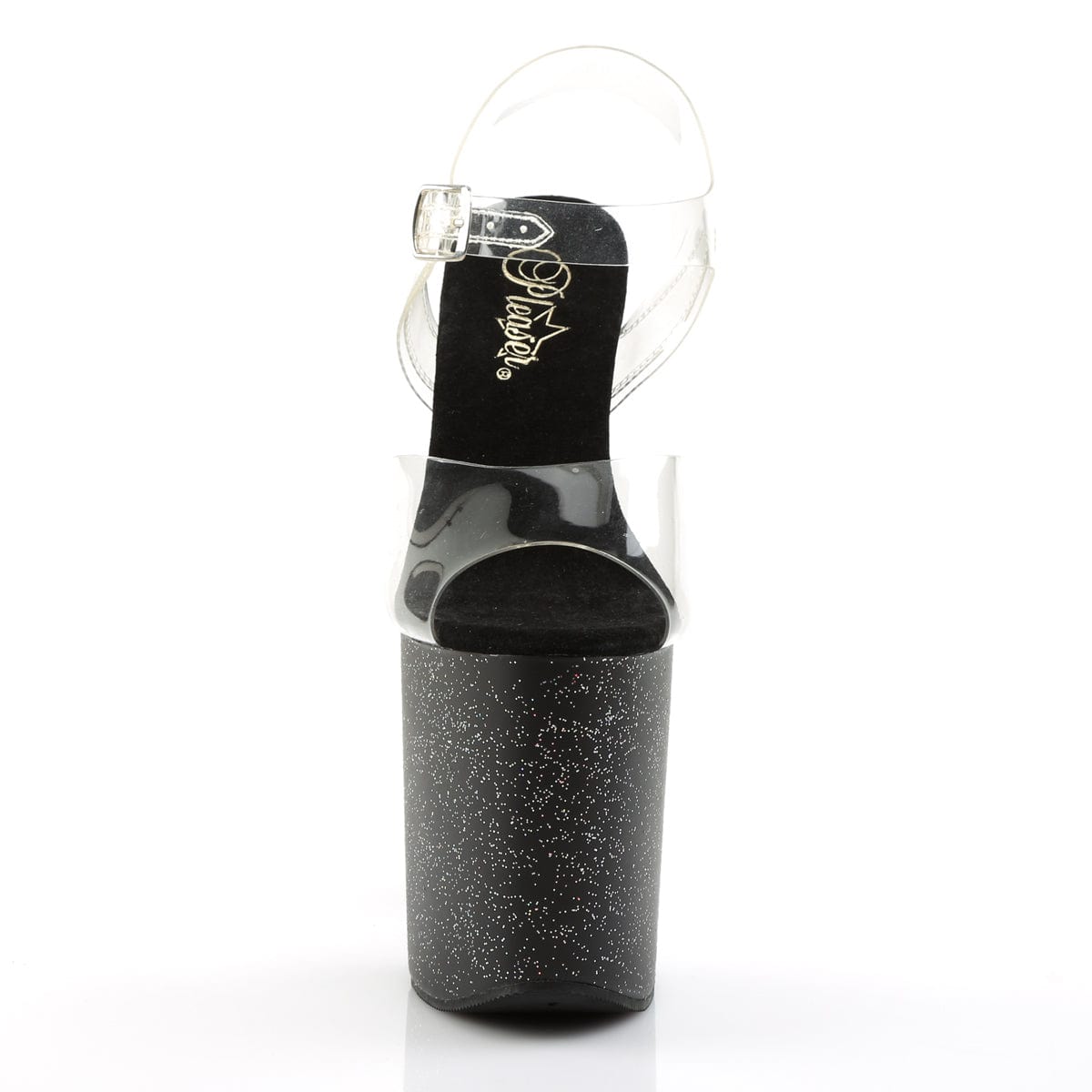 FLAMINGO-808MG Clear/Black Platform Sandal Pleaser US Size (Women's): 5