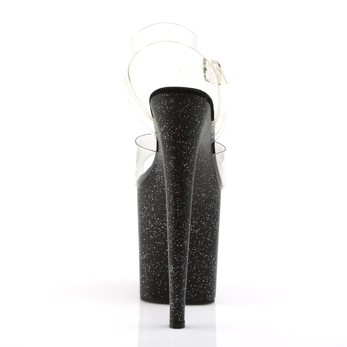 FLAMINGO-808MG Clear/Black Platform Sandal Pleaser US Size (Women's): 5