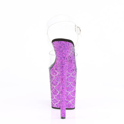 FLAMINGO-808MSLG Clear/Purple Multi Glitter Platform Sandal Pleaser
