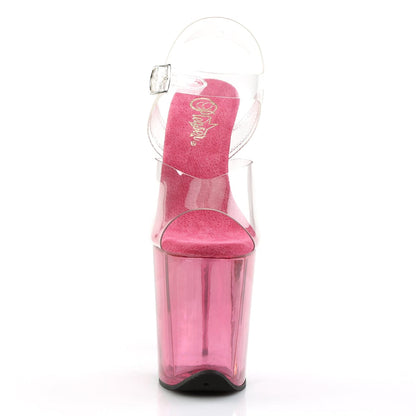 FLAMINGO-808T Clear/Pink Tinted Platform Sandal Pleaser