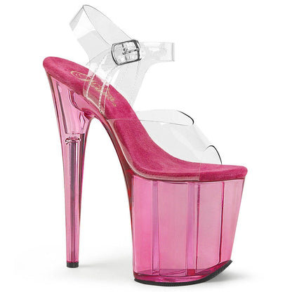 FLAMINGO-808T Clear/Pink Tinted Platform Sandal Pleaser