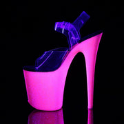 FLAMINGO-808UVG Clear/Neon Hot Pink Glitter Platform Sandal Pleaser US Size (Women's): 5