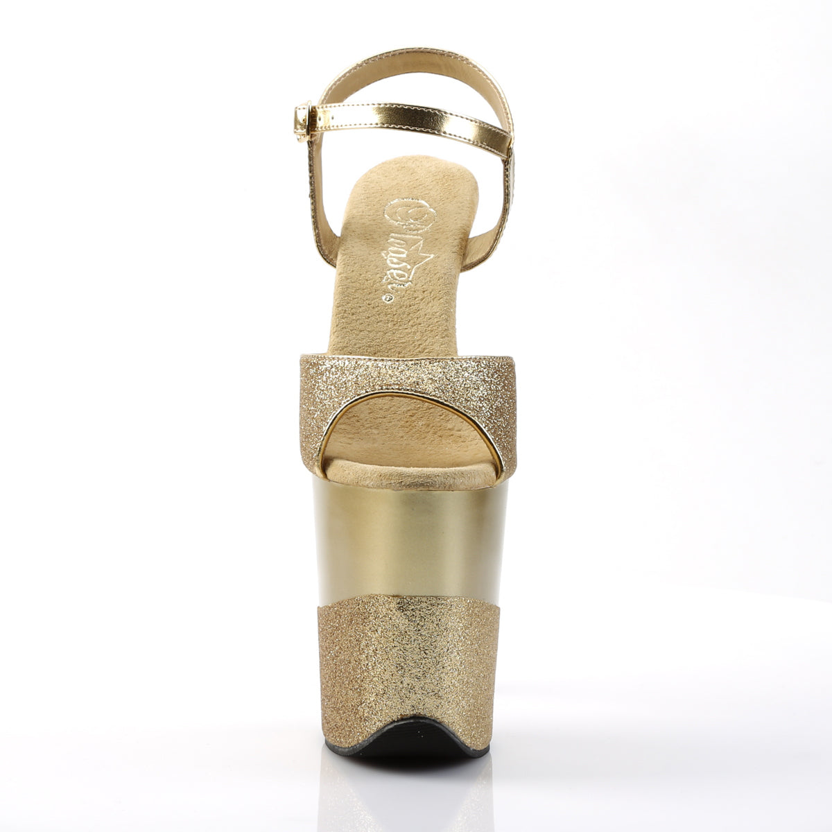 FLAMINGO-809-2G Gold Glitter/Gold-Glitter Platform Sandal Pleaser