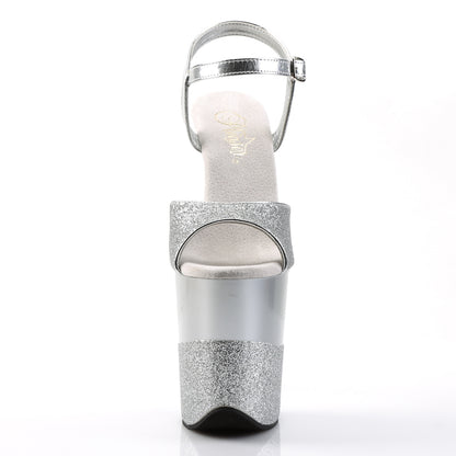 FLAMINGO-809-2G Silver Glitter/Silver-Glitter Platform Sandal Pleaser
