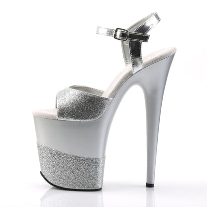 FLAMINGO-809-2G Silver Glitter/Silver-Glitter Platform Sandal Pleaser
