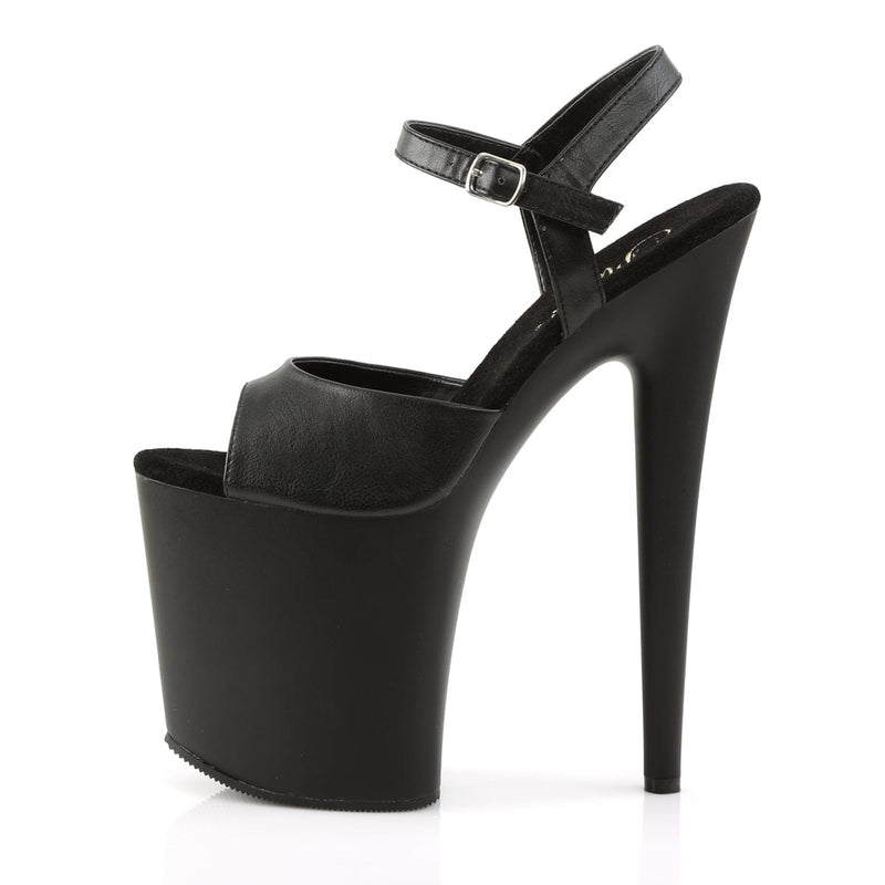 FLAMINGO-809 Black Faux Leather/Black Matte Platform Sandal Pleaser US Size (Women's): 5