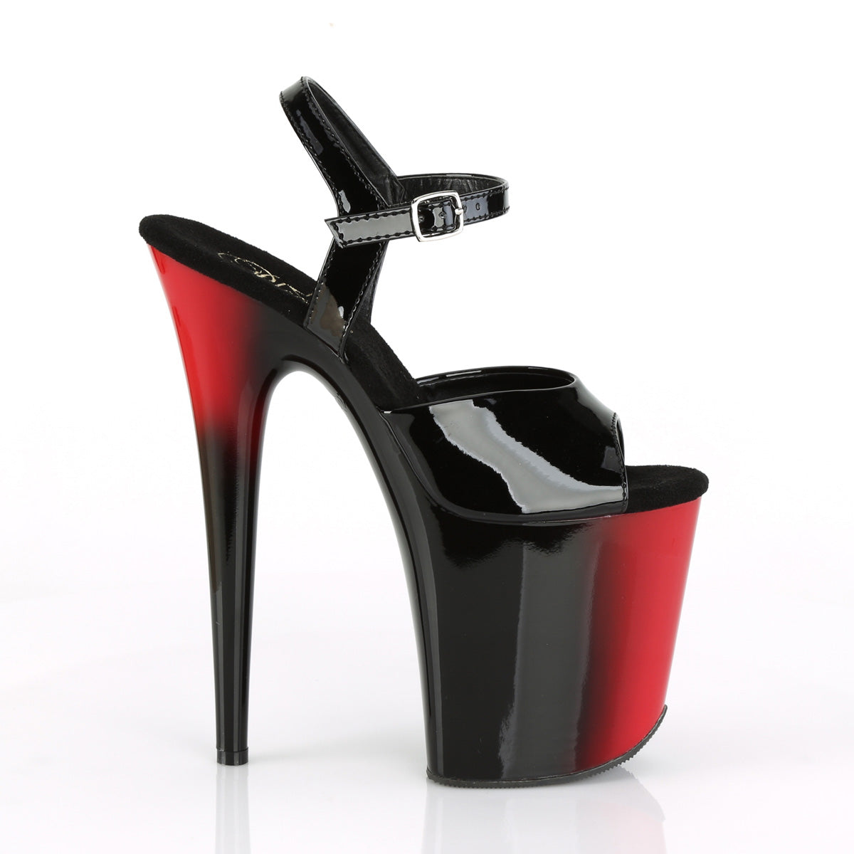 FLAMINGO-809BR Black Patent/Red-Black Platform Sandal Pleaser