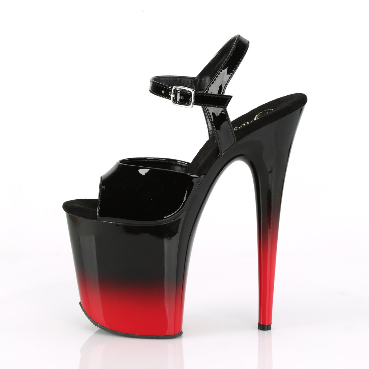 FLAMINGO-809BR-H Black Patent-Red Platform Sandal Pleaser