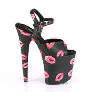 FLAMINGO-809KISSES Black Faux Leather/Black Faux Leather Platform Sandal Pleaser US Size (Women's): 5
