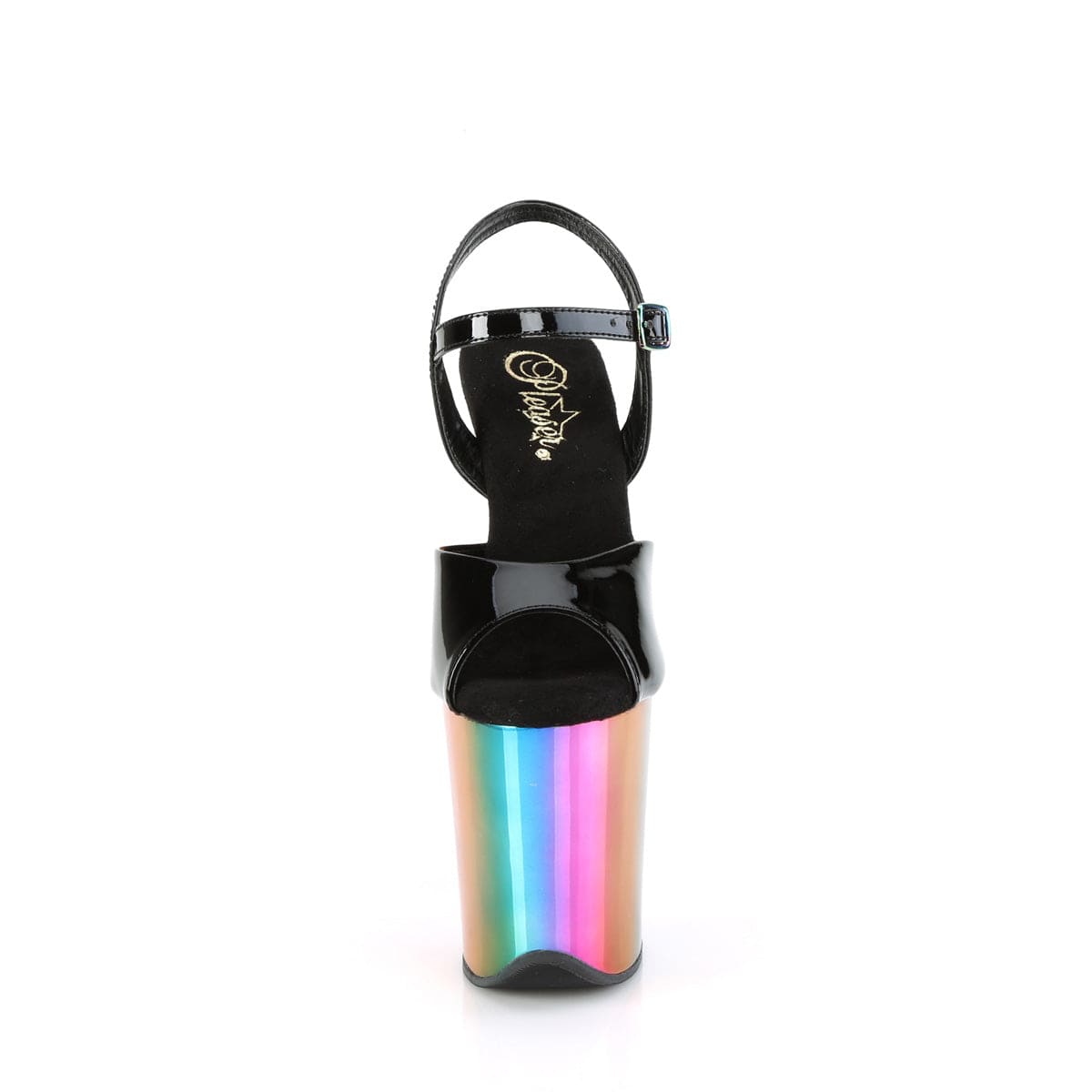 FLAMINGO-809RC Black Patent/Rainbow Chrome Platform Sandal Pleaser US Size (Women's): 5