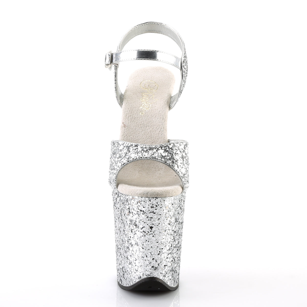 FLAMINGO-810LG Silver Glitter Platform Sandal Pleaser