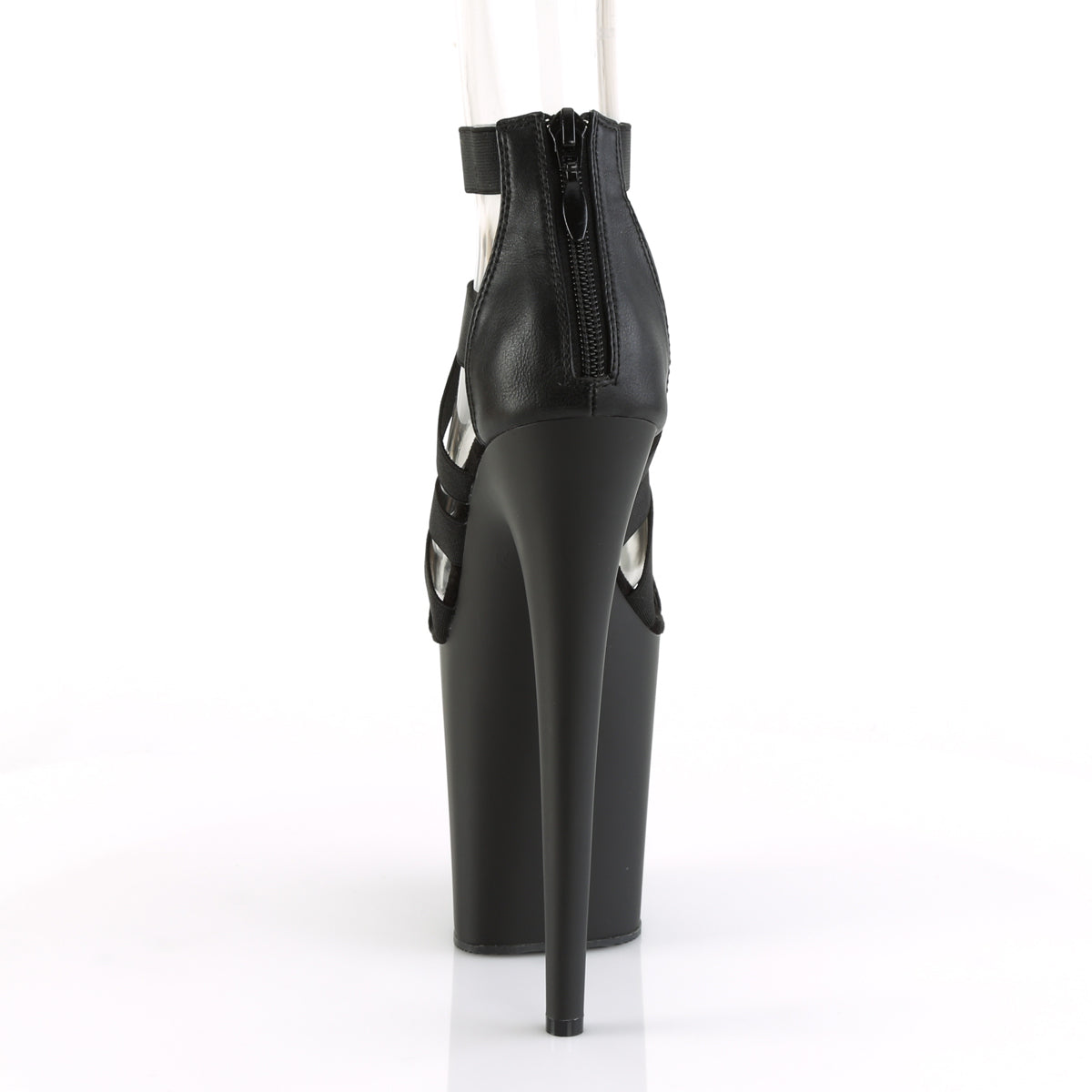 FLAMINGO-859 Black Elastic Band-Faux Leather Platform Sandal Pleaser