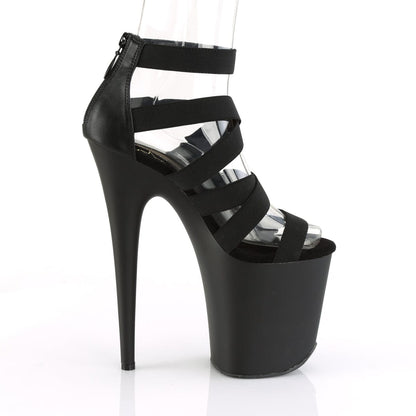 FLAMINGO-859 Black Elastic Band-Faux Leather Platform Sandal Pleaser