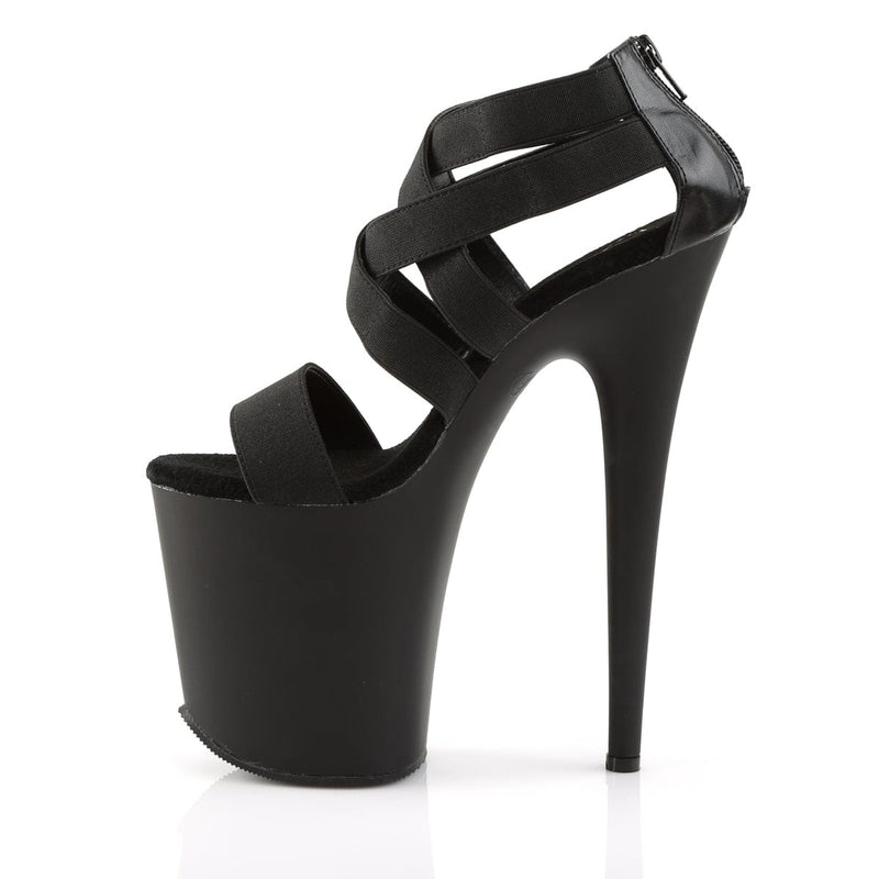 FLAMINGO-869 Black Elastic Band-Faux Leather/Black Matte Platform Sandal Pleaser US Size (Women's): 5