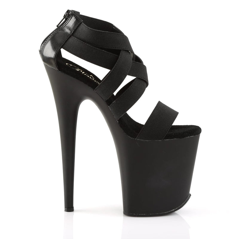 FLAMINGO-869 Black Elastic Band-Faux Leather/Black Matte Platform Sandal Pleaser US Size (Women's): 5