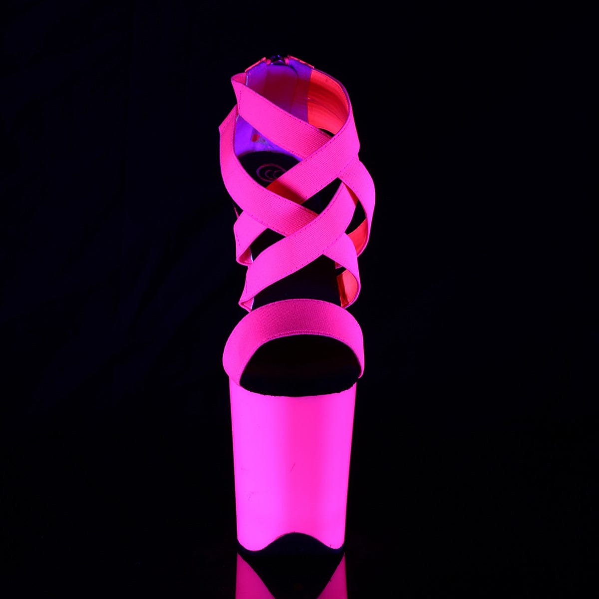 FLAMINGO-869UV Neon Hot Pink Elastic Band-Patent/Neon Hot Pink Platform Sandal Pleaser US Size (Women's): 5